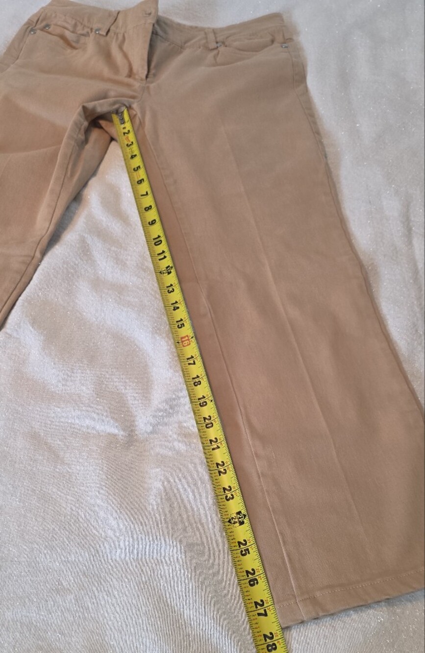 J.McLaughlin Lexi Jeans Raw Beige Tan Slim Leg 4-Way Stretch Career Travel 10 - Picture 6 of 12